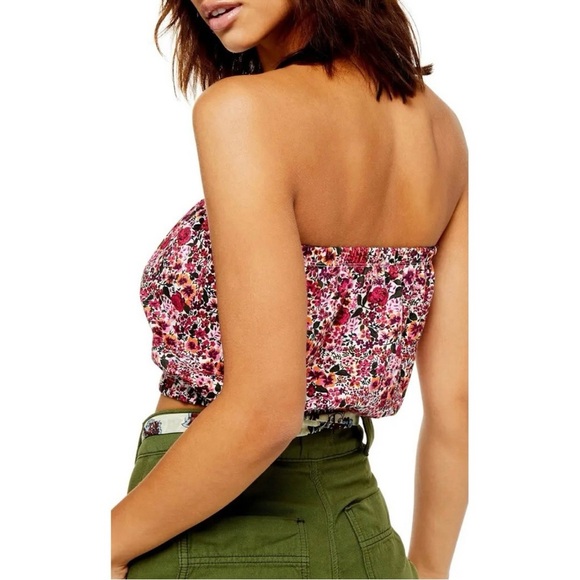 TOPSHOP Floral Print Bandeau Top size 6 - Picture 2 of 9